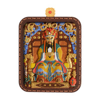 Thangka ethnique peint à la main, Huang Cai, Grand Ciel Noir, Manjusri, Mère Verte, Pharmacien, Zakilam Tibétain, Cinqième Maître, Lingettes