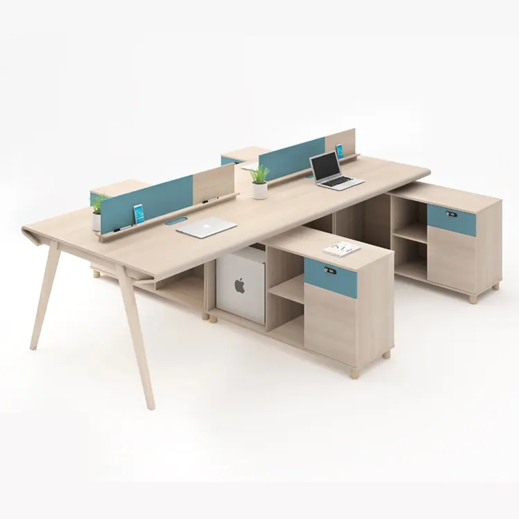 Nordic Style Design Offices Workstation 4-Personen-Computertische Seitens chrank Kombination schloss Set Büro tische