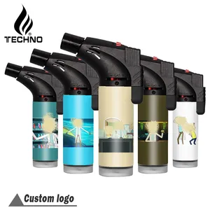 Techo – logo personnalisé, fournitures populaires pour fumer, étiquette privée, nouveauté barbecue en plein air camping, briquet de torche promotionnel low quantité minimale de commande