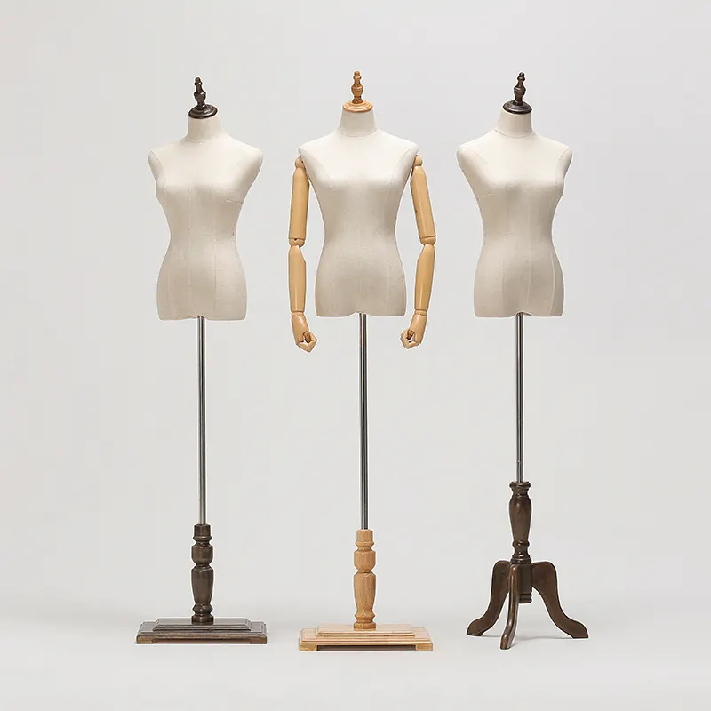 Customized Fashion dress mannequin With Movable Wooden Arms