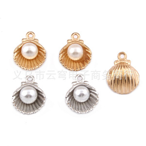 Breloques en coquille de perle, alliage, serti rond, pour la fabrication de bijoux, accessoires de bricolage - Product Image 1