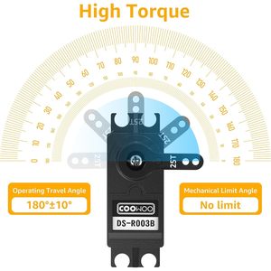 Coowoo Moteur Servo Sans Noyau 35kg Engrenage Métallique Numérique en Acier Inoxydable pour Robots RC DIY Arduino - Product Image 3