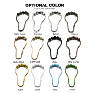 YIWANG Vente en gros Anneaux de rideau de douche à 5 billes en métal argenté pour suspendre les rideaux - Product Image 5