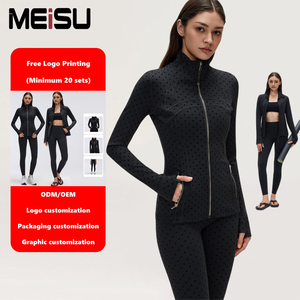 Lulu Style Dames Yoga Set Nulu Gevoerde Jas Hoge Taille Fitness Leggings Zwarte Polka Dot Design Yoga Kleding Workout Tops Te Koop - Product Image 4