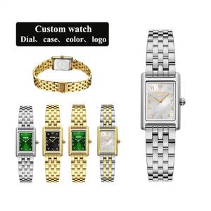 Montre à quartz de luxe personnalisable avec logo, cadran carré vintage arabe, bracelet classique en acier inoxydable pour femme, mouvement japonais - Product Image 6