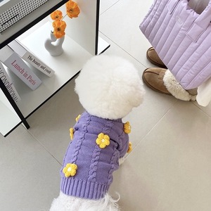 Pull pour animaux de compagnie violet pour l'automne et l'hiver, chaud et élégant pour les chiens Teddy, les Pomeranians en forme de panda, style coréen, Instagram - Product Image 5