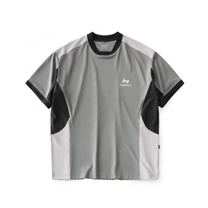 Camiseta deportiva informal transpirable de alta calidad 2024, camisetas personalizadas de malla con contraste de retazos para hombre - Product Image 4
