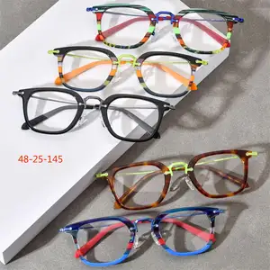185791 Acetate + Titanium Optical Frame Eyeglasses High End Lamination Frames for Women Men Prescription Glasses