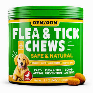 PetViva Suplemento Masticable Antipulgas <span class=keywords><strong>y</strong></span> <span class=keywords><strong>Garrapatas</strong></span> para Perros, Seguro <span class=keywords><strong>y</strong></span> Natural, 180 Masticables, con Ajo, Levadura de Cerveza <span class=keywords><strong>y</strong></span> Pato, Venta al por Mayor, OEM - Product Image 1
