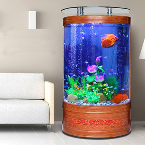 Slimme halvemaanvormige goudvisbak woonkamer medium grote maat Europese stijl staande <span class=keywords><strong>aquarium</strong></span> zonder waterverversing - Product Image 5