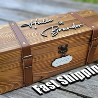 Loquet de verrouillage en similicuir vintage brun en bois carbonisé porte-bouteille de vin boîte-cadeau vente en gros