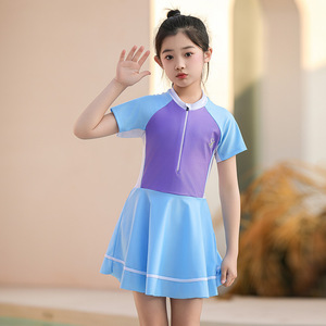 Baiya Girls One Piece Swimwear With <b>Skirt</b> Quick Dry UPF 30 High <b>Elastic</b> For Swimming And Water Sports - Product Image 2