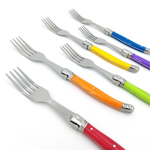 Ensemble de fourchettes à steak en acier inoxydable avec manche en plastique de <span class=keywords><strong>couleur</strong></span> arc-en-ciel, 6 pièces, style <span class=keywords><strong>Laguiole</strong></span> - Product Image 4