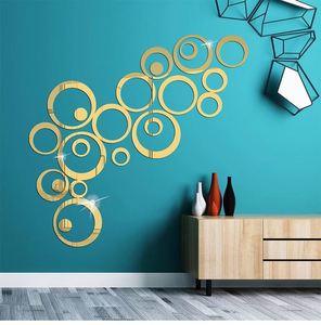 Pegatina de Pared Circular de Espejo Acrílico, Combinación 3D, para Dormitorio, Sala de Estar, Desmontable, Impermeable, Decorativa - Product Image 4