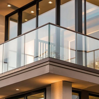Prima Modern U-Channel : Garde-corps extérieur en verre et balustrade sans cadre en acier inoxydable pour villa, hôtel, balcon et escaliers