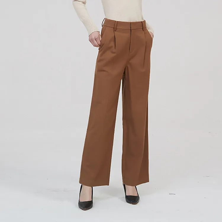 Hot Selling Women's Formal Office Straight Leg High Waist Band Tailored Pants Trousers For Women