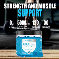 Gummies de créatine pré-entraînement à marque privée OEM, 5g de force maximale, 5000mg de créatine monohydrate, complément en gommes pour la croissance musculaire