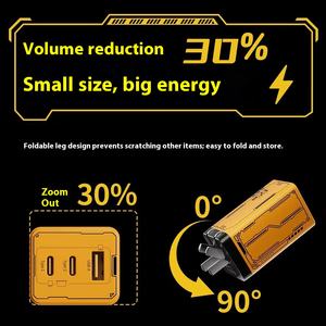 Vente directe prise pliable 65W GaN chargeur trois ports en alliage d'aluminium adaptateur Usb c chargeur rapide pour Iph 15 pour Hwei pour <span class=keywords><strong>Xaomi</strong></span> - Product Image 6