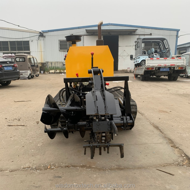 Wisdomox 40HP Remote Control Crawler Trencher High Power Chain Ditching Machine Gearbox Farm Orchard Use High Yellow 1 Year