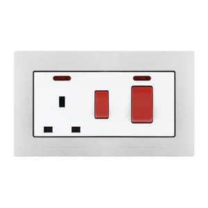 13A UK Standard Socket 45A DP Wall Cooker Switch Switched Socket With Neon 3x6 146mm*86mm Malaysia Kitchen Socket Switch