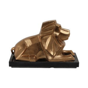 Escultura de León, Figura Metálica Moderna con Base de Mármol para Estante o Mesa de Centro, Decoración Elegante - Product Image 1