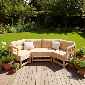 Sofá de jardín rústico de dos plazas con diseño modular para uso en exteriores - Product Image 2