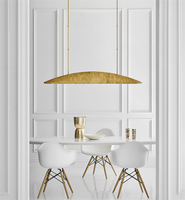 Lámpara Colgante LED de Lujo Estilo Americano Vintage XZ, de Latón Dorado, Grande, Lineal, de Cobre, para Isla de Cocina, para Techos Altos