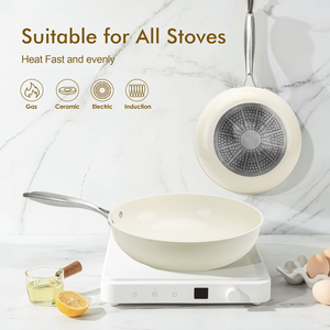 <span class=keywords><strong>Wok</strong></span> Antiaderente de Alumínio com Revestimento Cerâmico Branco para Indução com Tampa de Vidro Panela <span class=keywords><strong>Wok</strong></span> de Alumínio para Cozinha a Gás - Product Image 4