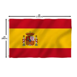 Flagnshow 100% Poliester Dicetak Bendera Spanyol 3X5 Bendera Spanyol