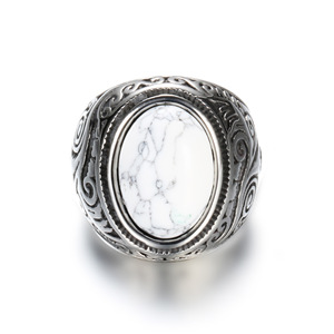 Anillo de Piedra Turquesa con Engaste de Bisel de 22 mm, Joyería de Moda Unisex, Regalo - Product Image 5