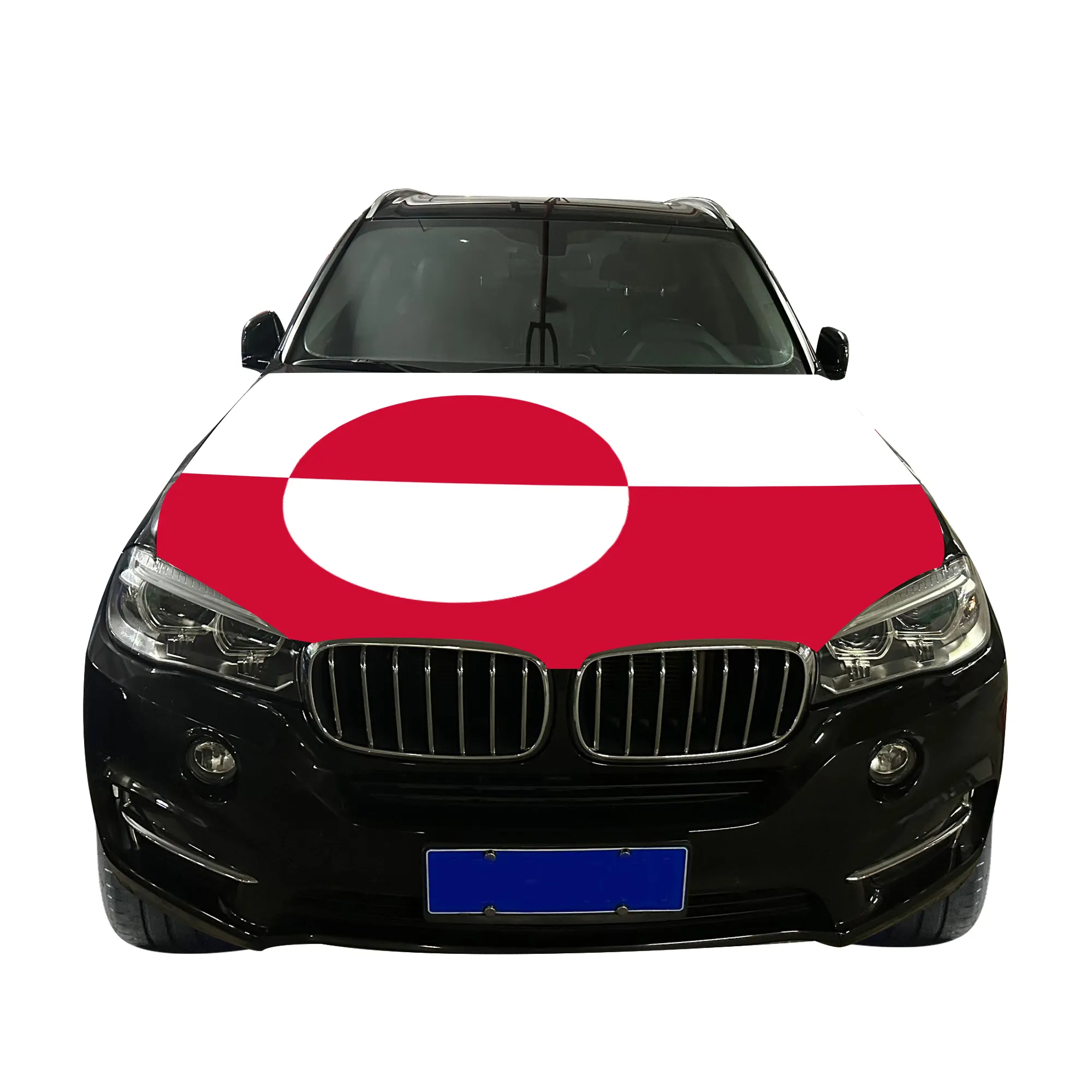 Copri cofano auto in poliestere di alta qualità in maglia Greenland bandiera paesi copertura cofano auto bandiera