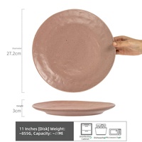 Assiettes à dessert en céramique vintage rose de 11 pouces, assiettes plates en céramique italienne rose vif, couleur rose, vente en gros