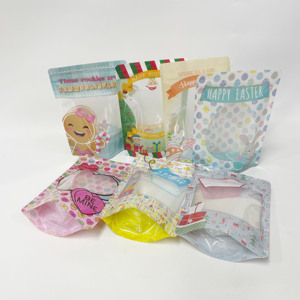 High quality ziplock snack packaging food grade clear plastic packaging bag with window for Candy