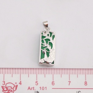 Yl0024 Hình Chữ Nhật Màu Xanh Lá Cây Phong Cách Trung Quốc Cổ Ngọc Rồng Phượng Tre Mặt Dây Chuyền Với Brass Kim Loại Điểm Nhấn, Văn Hóa Đồ Trang Sức - Product Image 4