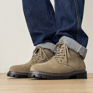 2026 New Men Thick Sole <b>Boots</b> Retro Stylish Handsome High Top Casual <b>Leather</b> <b>Work</b> <b>Boots</b> - Product Image 3