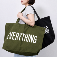 Sac fourre-tout en toile surdimensionné avec imprimé intégral, sac à bandoulière en coton vert olive pour le quotidien, le marché et les courses