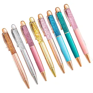 Soododo XDHH-00085 mode or poudre stylo à bille éblouissant coloré Quicksand créatif métal cristal cadeau stylo dans stylo à huile