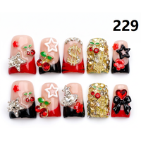 Faux Ongles Press-On Faits Main 636-640 Couleurs Fleurs Canard, 10 Pièces, Styles de Design Uniques pour Doigts