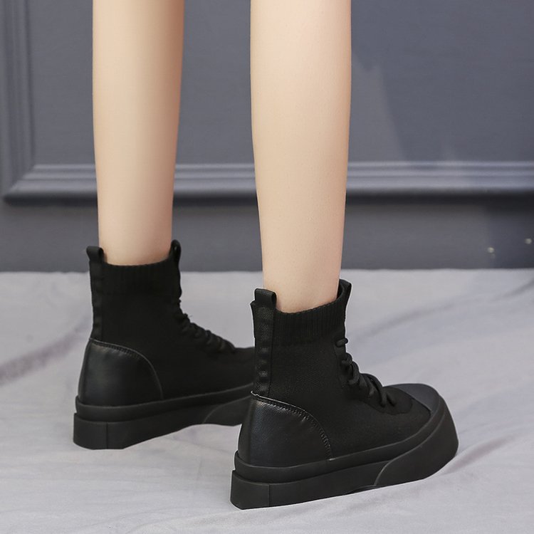 High Top Shoes Women 2022 Casual Thick Soled Flying Woven Breathable Elastic Socks Boots