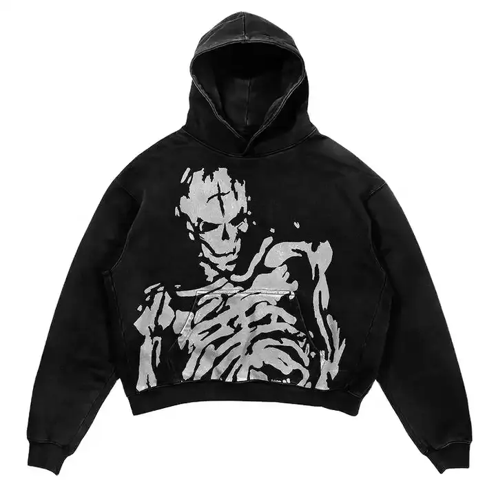 Yüksek kaliteli asit yıkanmış Hoodie Vintage amerikan tarzı Hip Hop çift hoodie adam baskı uzun kollu boy özel Logo