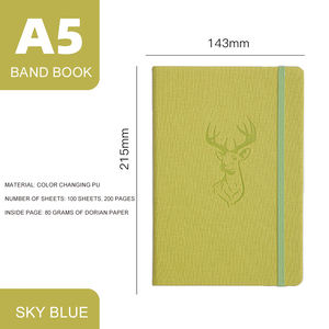 Carnet en cuir PU imprimé avec logo personnalisé, <span class=keywords><strong>couverture</strong></span> <span class=keywords><strong>rigide</strong></span> A5, papier plus épais, impression couleur, vente en gros, avec sangle élastique - Product Image 3