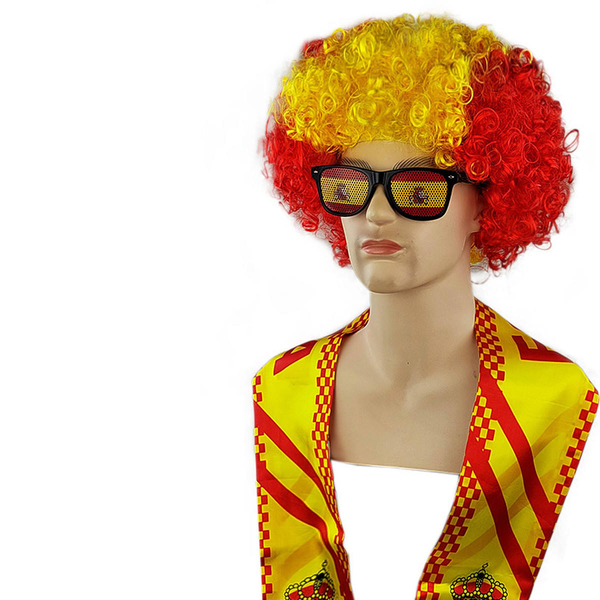 Ensemble espagnol (perruque, lunettes, écharpe)