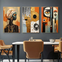 SQ 3 pièces/ensemble abstrait africain noir femmes Art peinture pour salon luxe décor à la maison impressions sur toile encadré mur Art