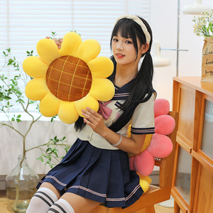 Internet célébrité mignon tournesol chaise <span class=keywords><strong>coussin</strong></span> lavé peluche PP coton pour salon voiture baie vitrée Tatami Style canapé couverture - Product Image 1