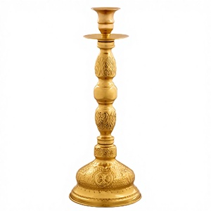 เชิงเทียนทองเหลืองทำด้วยมือสำหรับกิจกรรมทางศาสนา - Product Image 2