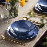 Assiette à steak créative style Ins avec bordure de perles, assiette de petit-déjeuner occidentale pour la maison, assiette en mélamine, bol rond, vaisselle