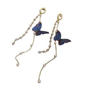 Korean Long Tassel Butterfly Drop <b>Earrings</b> Elegant Pearl Crystal Hanging Women's <b>Earrings</b> Fashion Jewelry Party Gift - Product Image 4