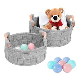 Panier de rangement rond pliable pour animaux de compagnie en feutre populaire pour la maison avec poignées - Product Image 5