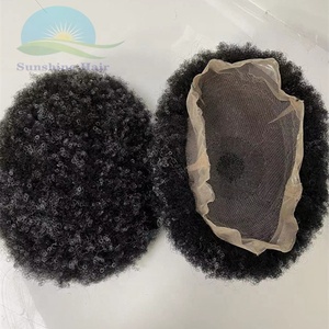 Parrucche Afro per uomo nero 6 ''indiano di sostituzione dei <span class=keywords><strong>capelli</strong></span> per la <span class=keywords><strong>perdita</strong></span> di <span class=keywords><strong>capelli</strong></span> uomini 1b Grey 4mm onda maschio parrucchino pieno pizzo - Product Image 1