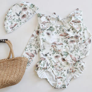 Nuova Boutique di moda costume da bagno estivo per bambine costume intero senza schienale per bambini in pizzo a maniche lunghe con protezione solare - Product Image 3